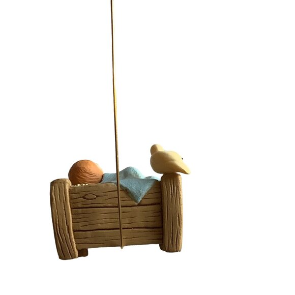 Vtg AGC Inc Baby Jesus Manger Nativity Ornament O Come Let Us Adore Him Hook - Picture 3 of 5